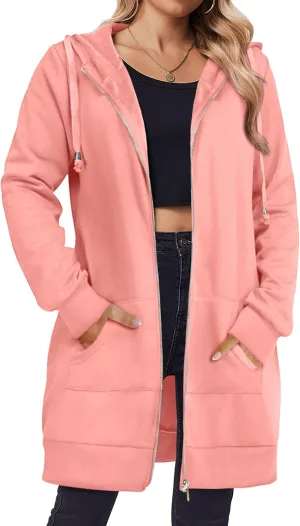 Zeagoo Zip Up Hoodies For Women Long Sleeve Oversized Sweatshirts Casual Lightweight Fleece Jackets With Pockets