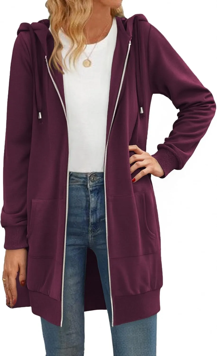 Zeagoo Zip Up Hoodies For Women Long Sleeve Oversized Sweatshirts Casual Lightweight Fleece Jackets With Pockets