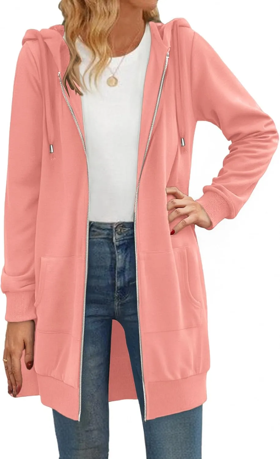 Zeagoo Zip Up Hoodies For Women Long Sleeve Oversized Sweatshirts Casual Lightweight Fleece Jackets With Pockets